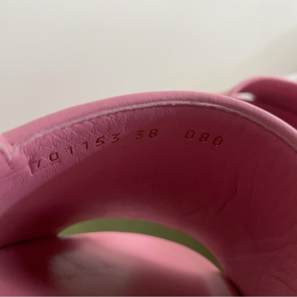 Gucci Angelina Pink GG Supreme Coated Canvas  Slingback Platform Sandals 38 - Picture 9 of 16